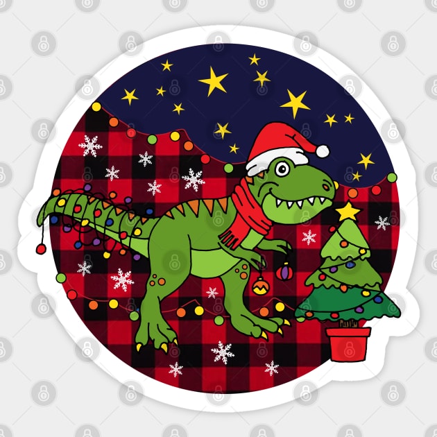 Kids Christmas T-rex Dinosaur Sticker by HotHibiscus